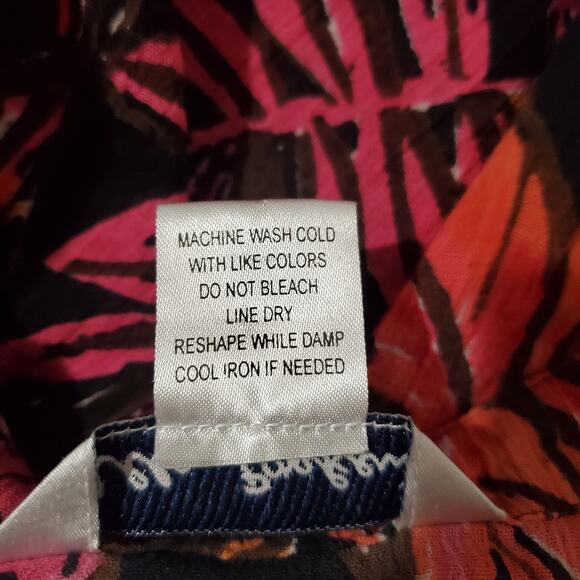 Ulla Popken Tropical Gauzy Crinkle Button Roll Tab Tunic Blouse Womens 32/34 - Picture 8 of 9